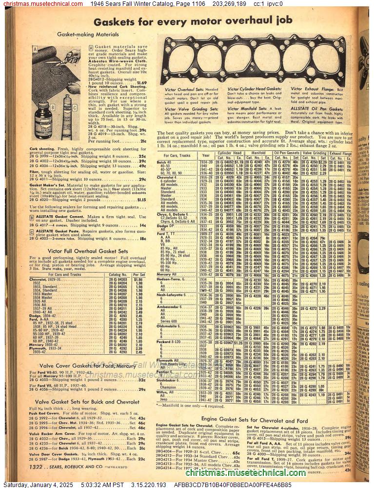 1946 Sears Fall Winter Catalog, Page 1106