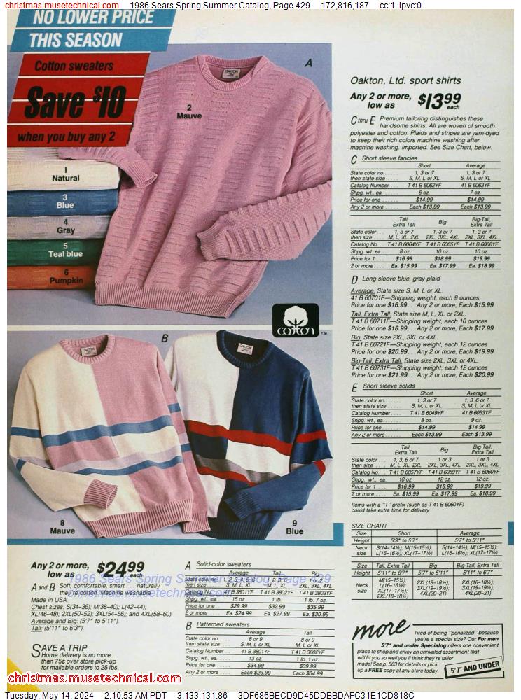 1986 Sears Spring Summer Catalog, Page 429