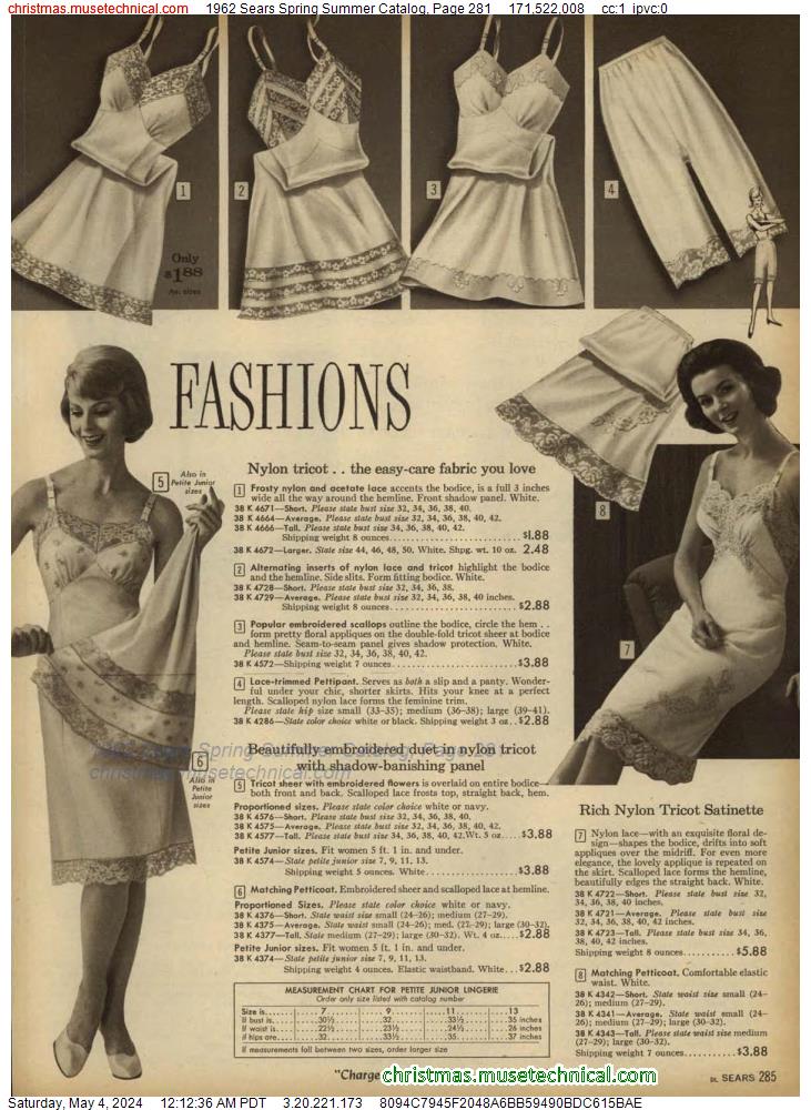 1962 Sears Spring Summer Catalog, Page 281