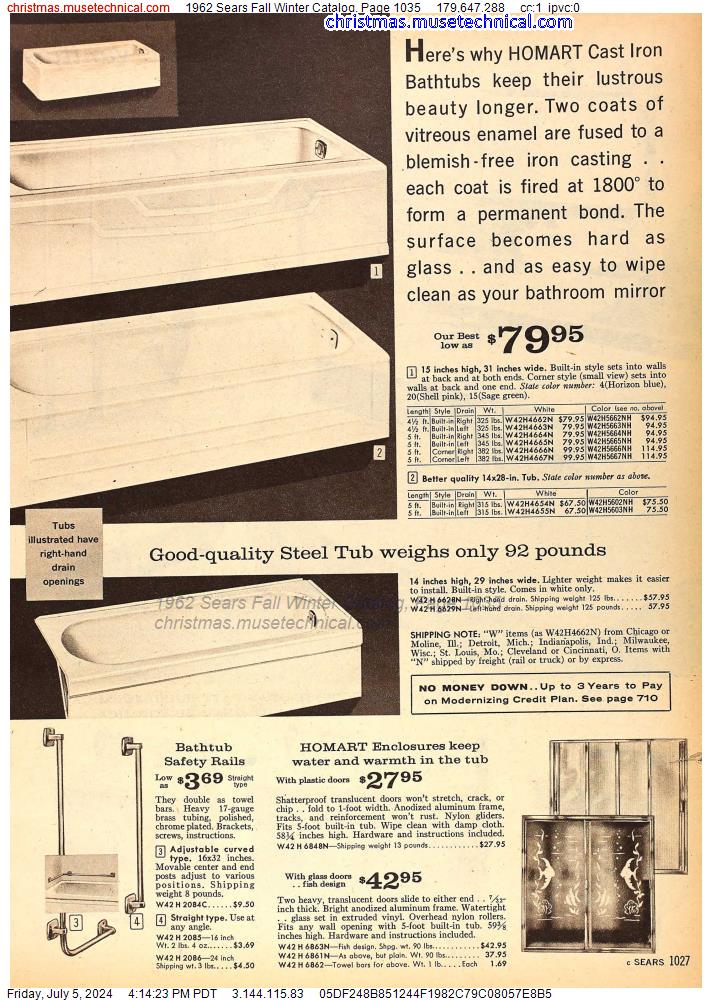 1962 Sears Fall Winter Catalog, Page 1035