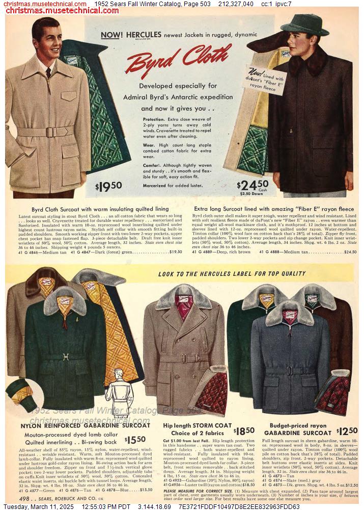 1952 Sears Fall Winter Catalog, Page 503