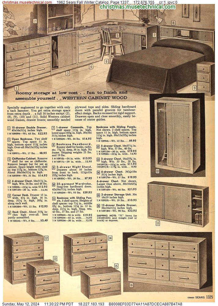 1962 Sears Fall Winter Catalog, Page 1337