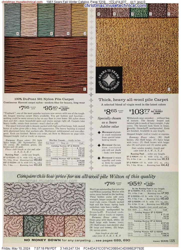 1961 Sears Fall Winter Catalog, Page 1318