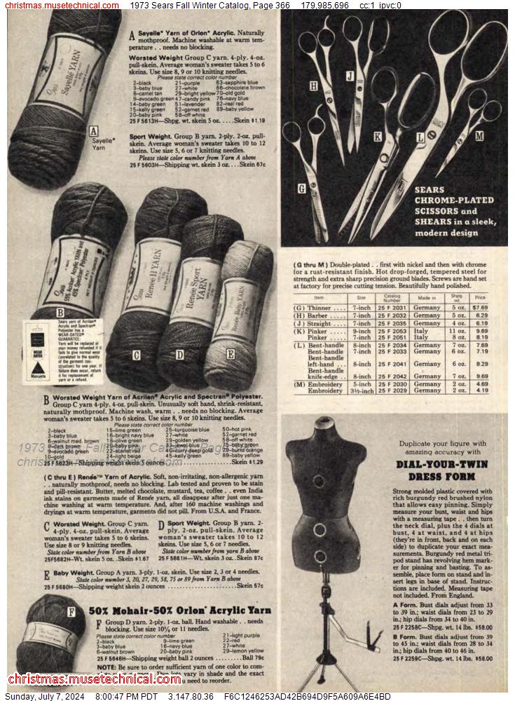 1973 Sears Fall Winter Catalog, Page 366