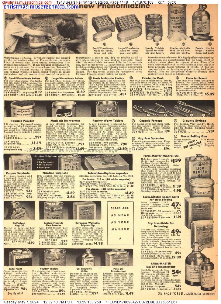 1943 Sears Fall Winter Catalog, Page 1148