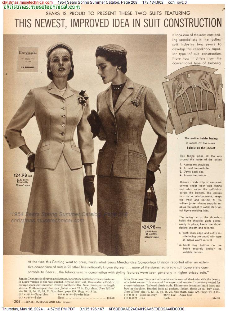 1954 Sears Spring Summer Catalog, Page 208