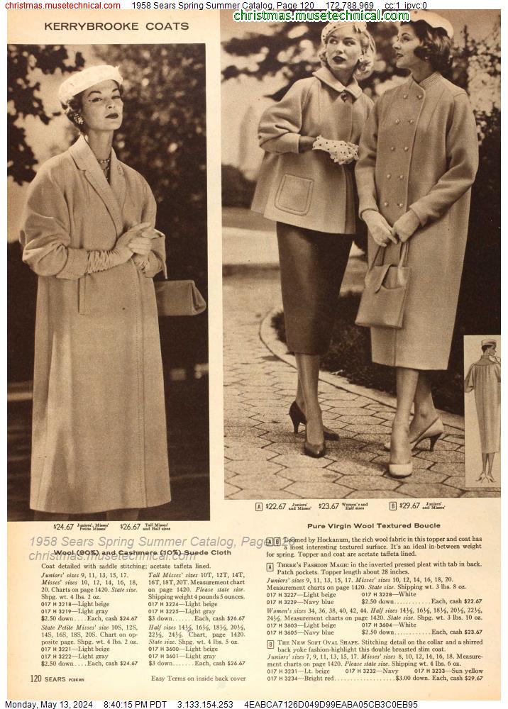 1958 Sears Spring Summer Catalog, Page 120