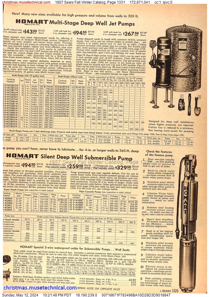 1957 Sears Fall Winter Catalog, Page 1331