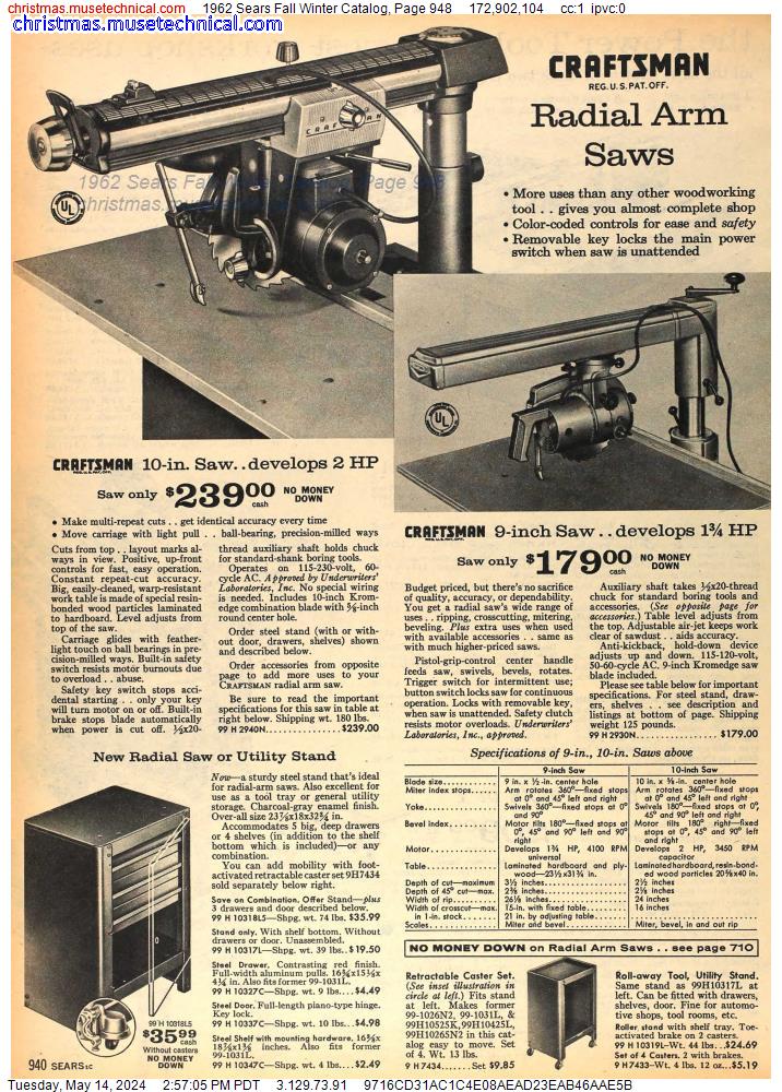 1962 Sears Fall Winter Catalog, Page 948