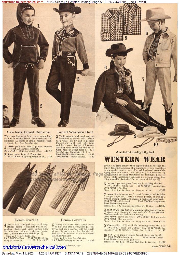 1963 Sears Fall Winter Catalog, Page 538
