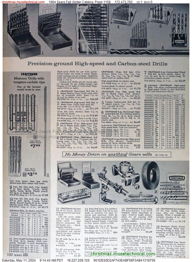 1964 Sears Fall Winter Catalog, Page 1158