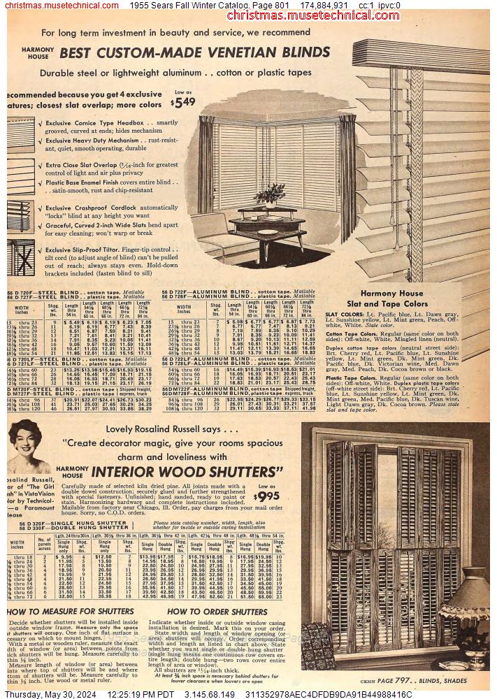 1955 Sears Fall Winter Catalog, Page 801
