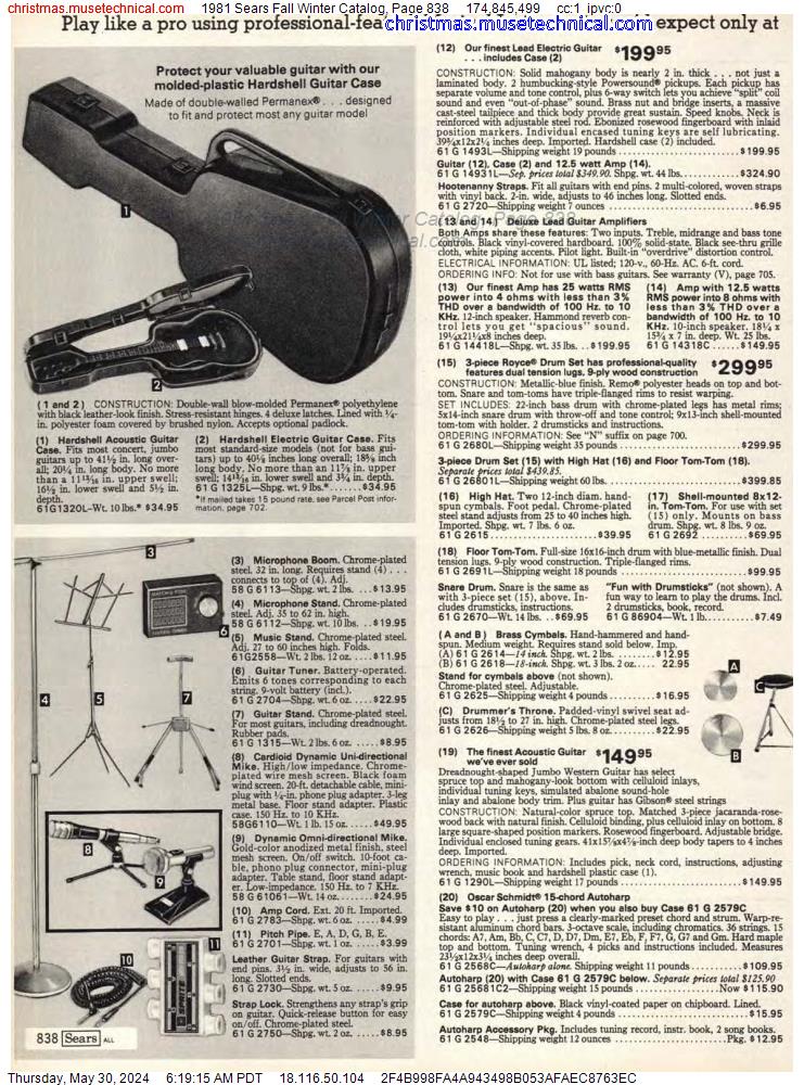 1981 Sears Fall Winter Catalog, Page 838