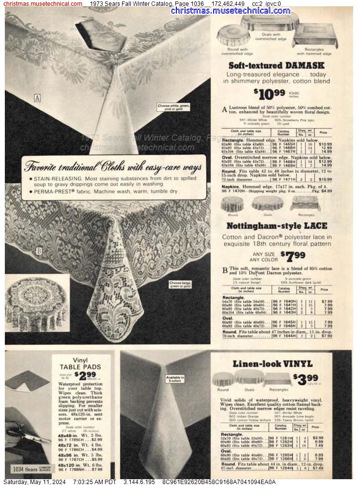 1973 Sears Fall Winter Catalog, Page 1036
