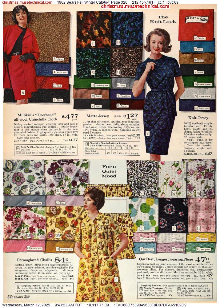 1962 Sears Fall Winter Catalog, Page 326