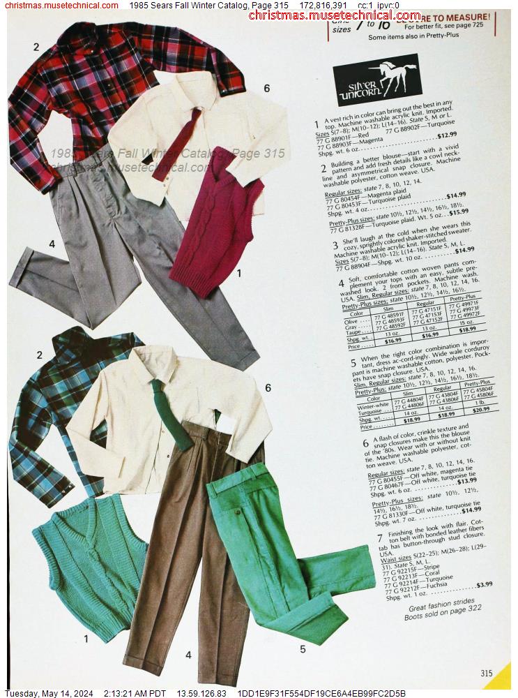 1985 Sears Fall Winter Catalog, Page 315