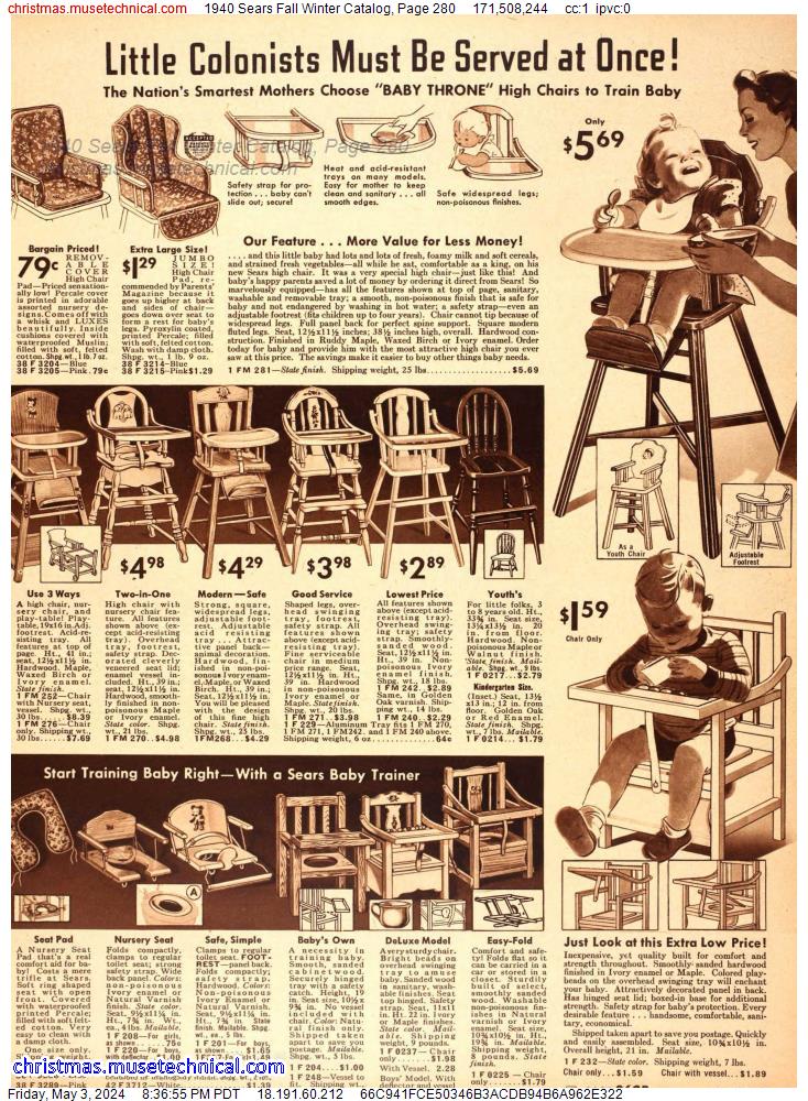 1940 Sears Fall Winter Catalog, Page 280