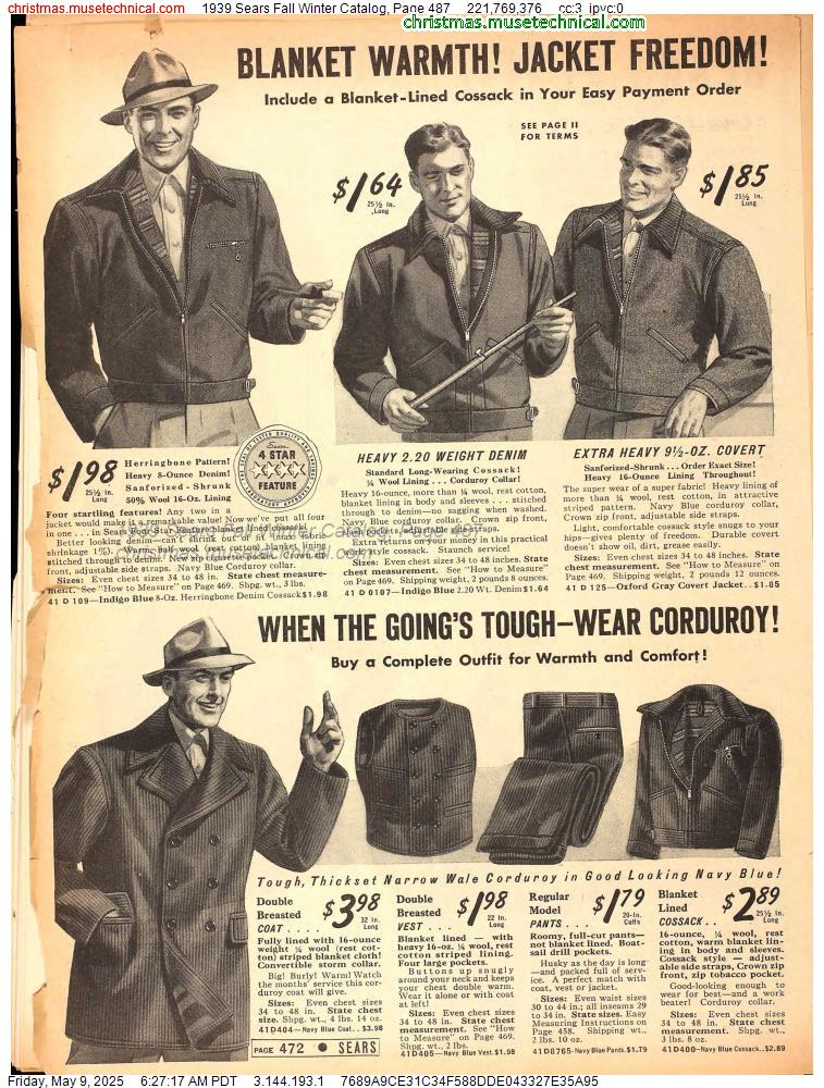 1939 Sears Fall Winter Catalog, Page 487