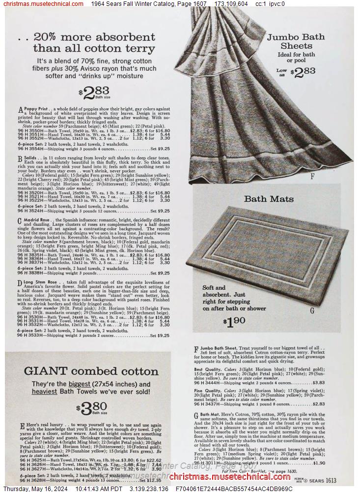 1964 Sears Fall Winter Catalog, Page 1607