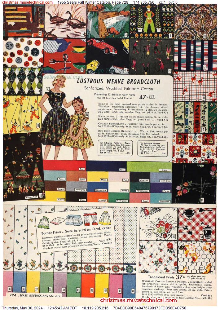 1955 Sears Fall Winter Catalog, Page 728