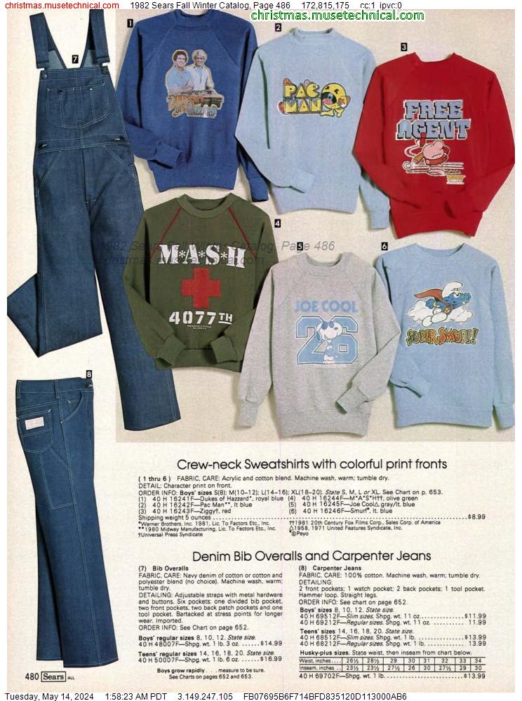 1982 Sears Fall Winter Catalog, Page 486