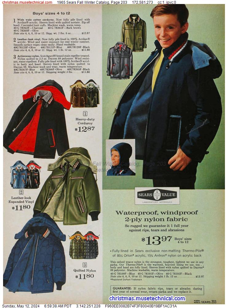 1965 Sears Fall Winter Catalog, Page 203