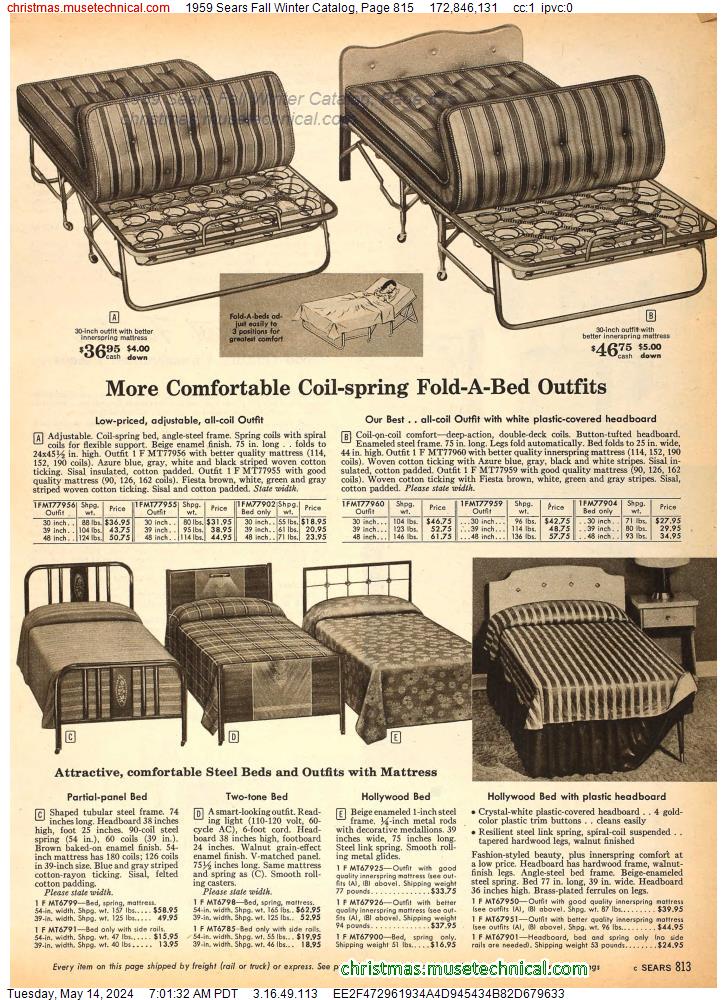 1959 Sears Fall Winter Catalog, Page 815