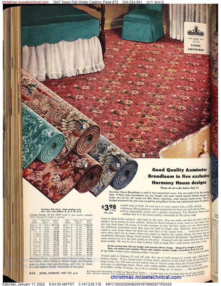 1947 Sears Fall Winter Catalog, Page 872