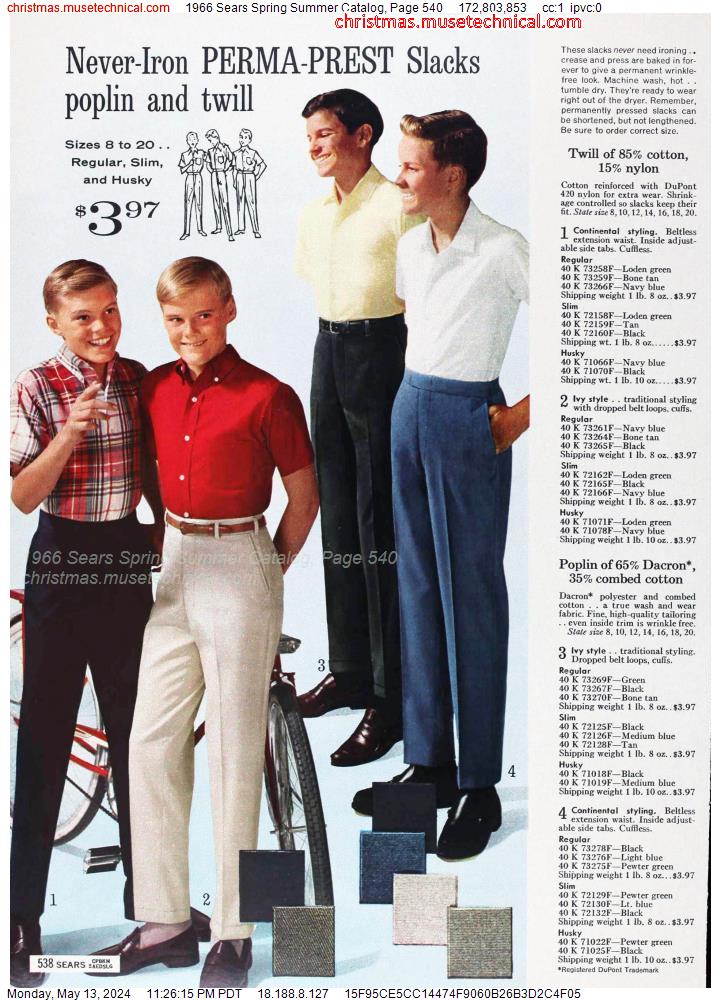 1966 Sears Spring Summer Catalog, Page 540