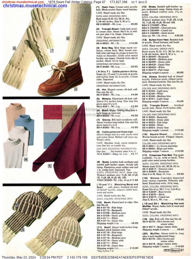 1978 Sears Fall Winter Catalog, Page 87
