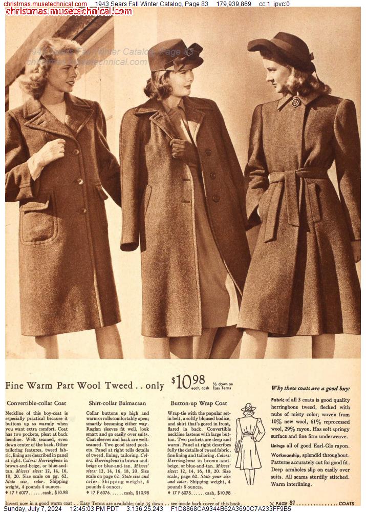 1943 Sears Fall Winter Catalog, Page 83