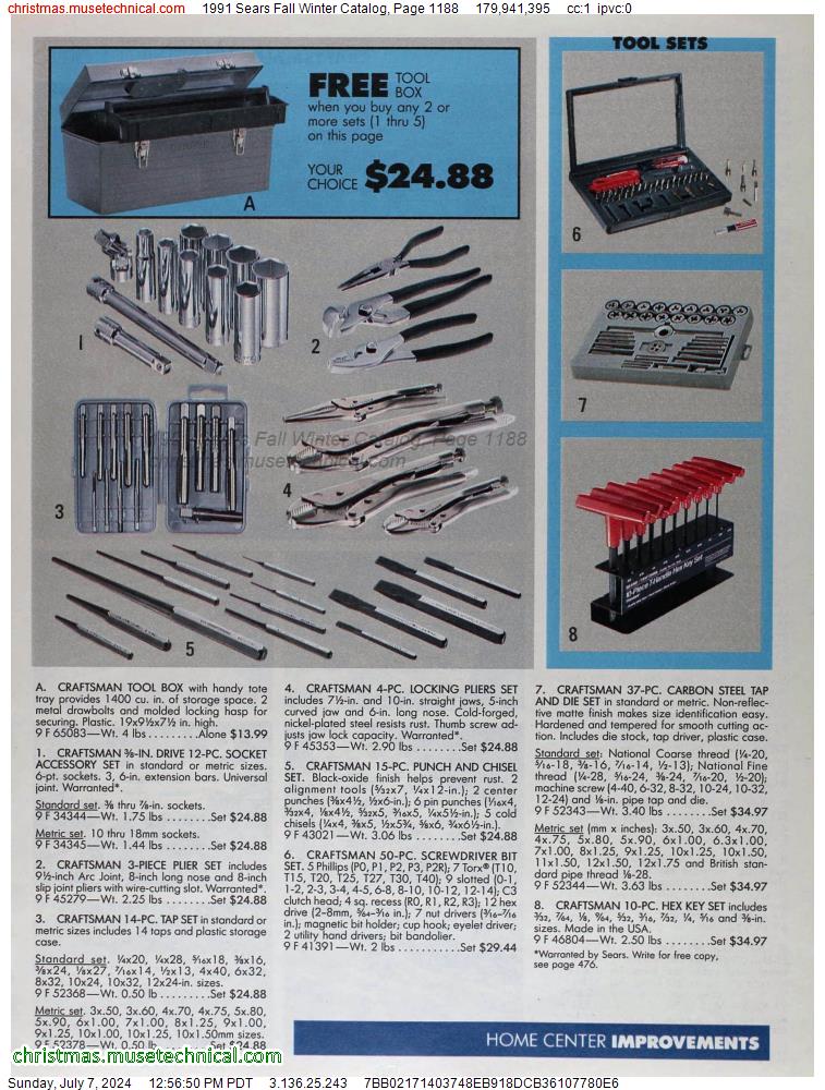 1991 Sears Fall Winter Catalog, Page 1188