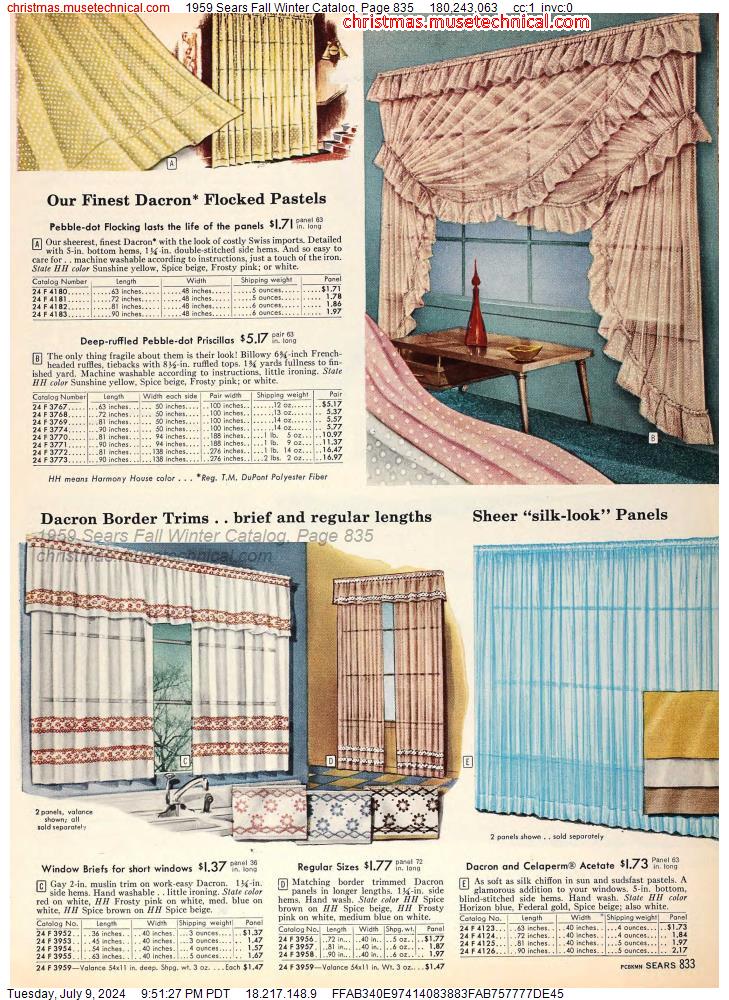 1959 Sears Fall Winter Catalog, Page 835