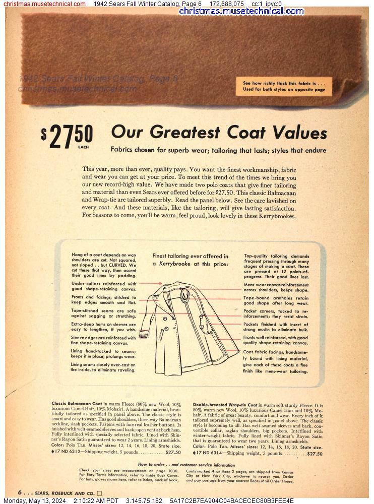 1942 Sears Fall Winter Catalog, Page 6