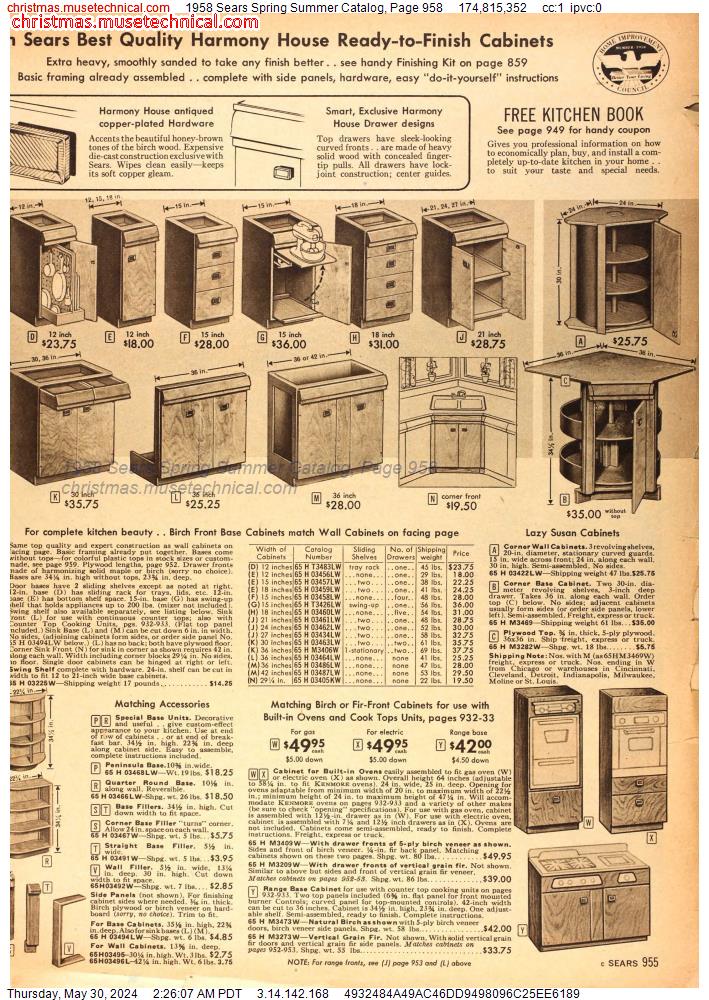 1958 Sears Spring Summer Catalog, Page 958