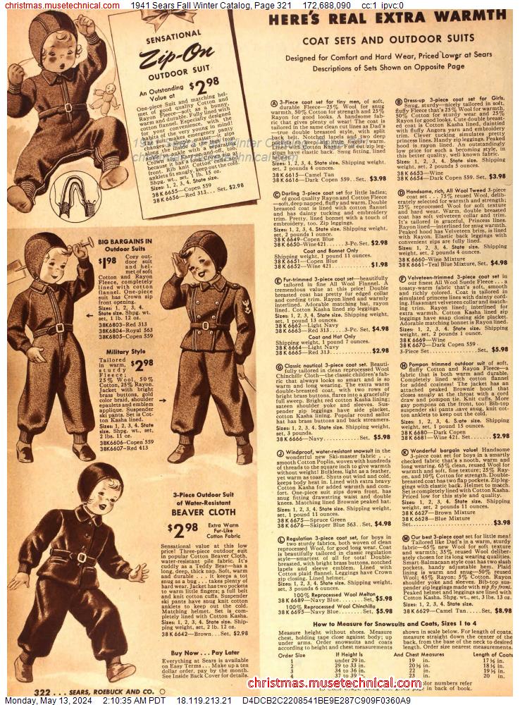 1941 Sears Fall Winter Catalog, Page 321