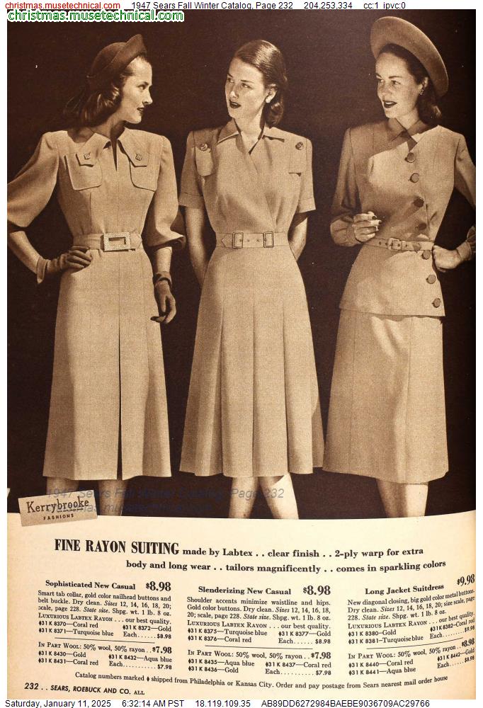 1947 Sears Fall Winter Catalog, Page 232