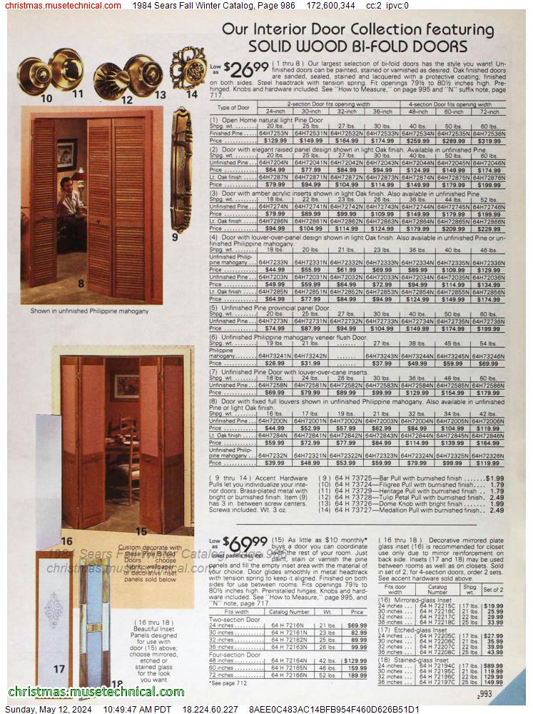 1984 Sears Fall Winter Catalog, Page 986