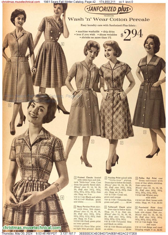 1961 Sears Fall Winter Catalog, Page 42