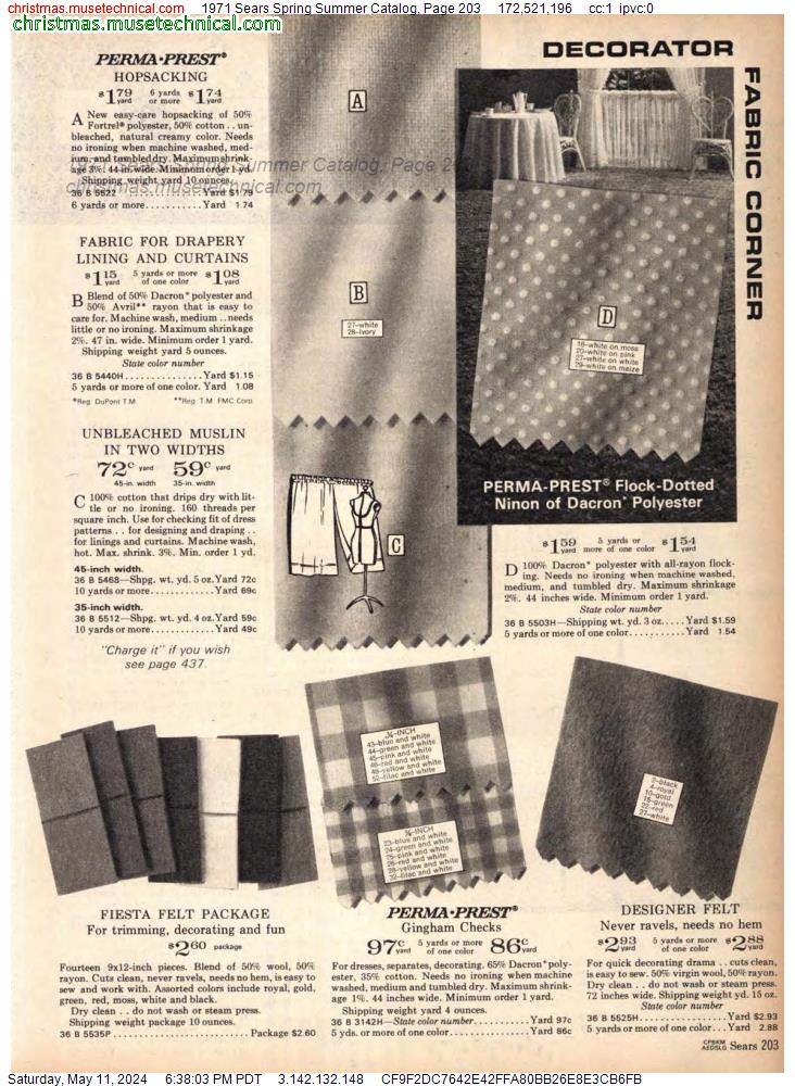 1971 Sears Spring Summer Catalog, Page 203
