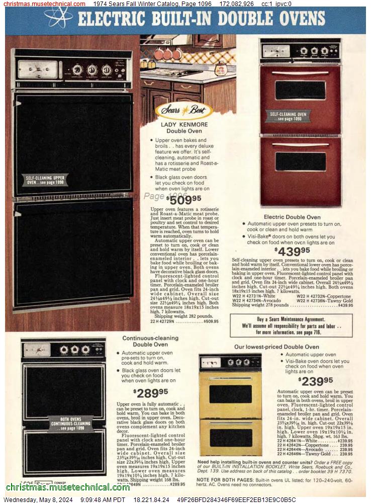 1974 Sears Fall Winter Catalog, Page 1096