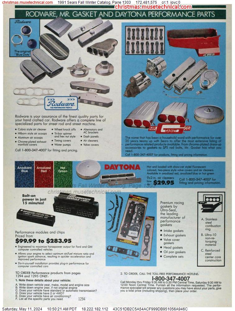 1991 Sears Fall Winter Catalog, Page 1303