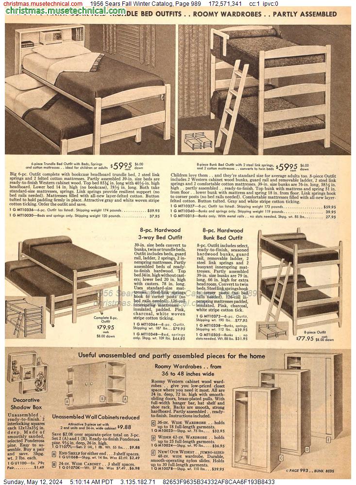 1956 Sears Fall Winter Catalog, Page 989