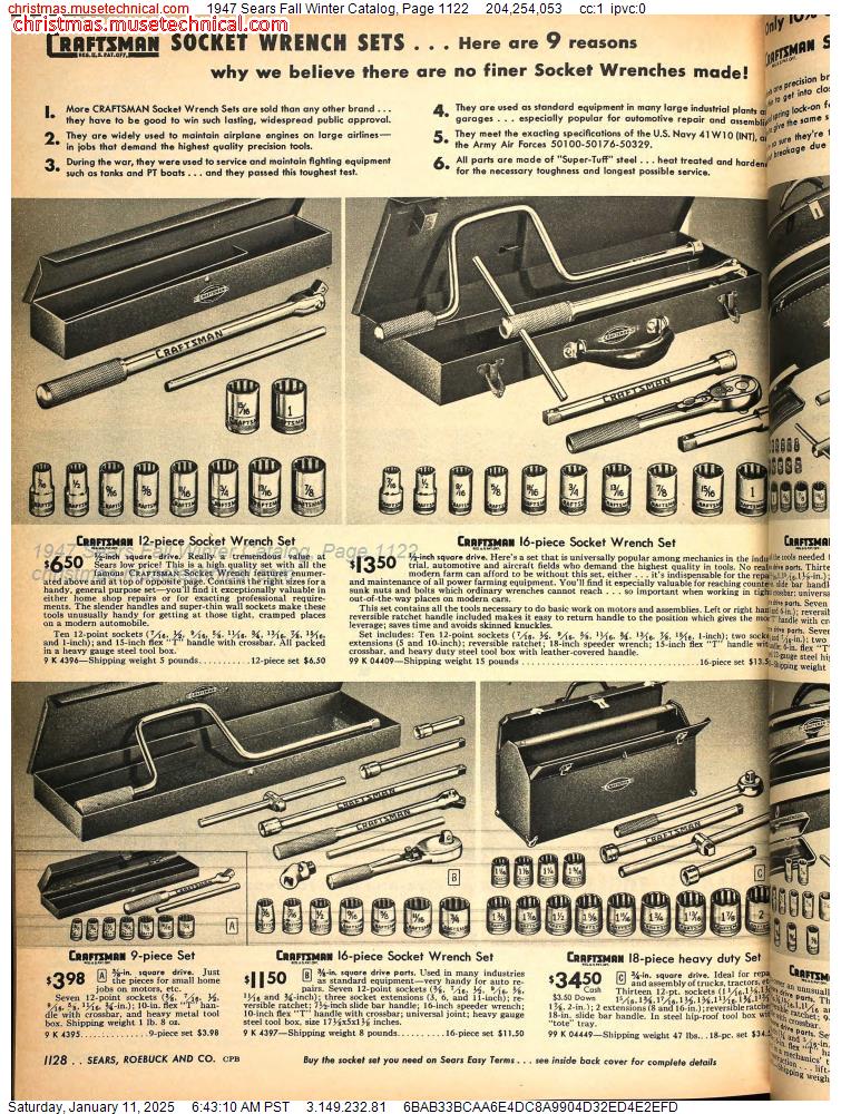 1947 Sears Fall Winter Catalog, Page 1122