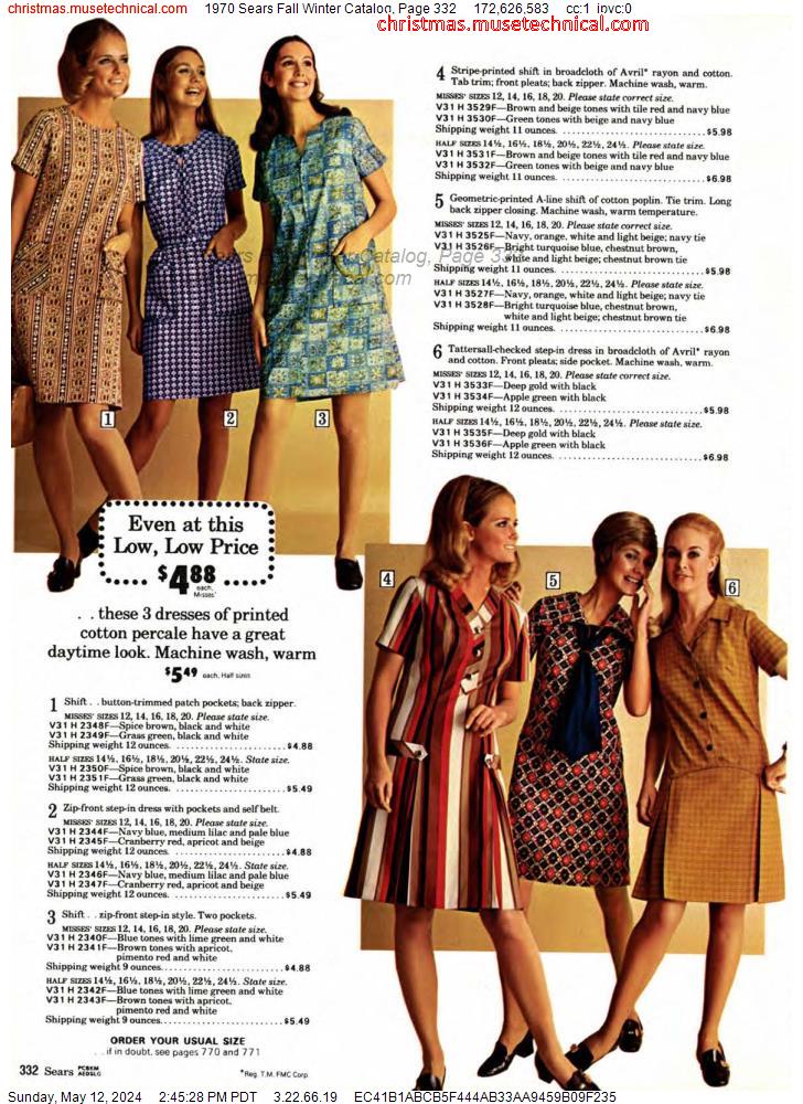 1970 Sears Fall Winter Catalog, Page 332
