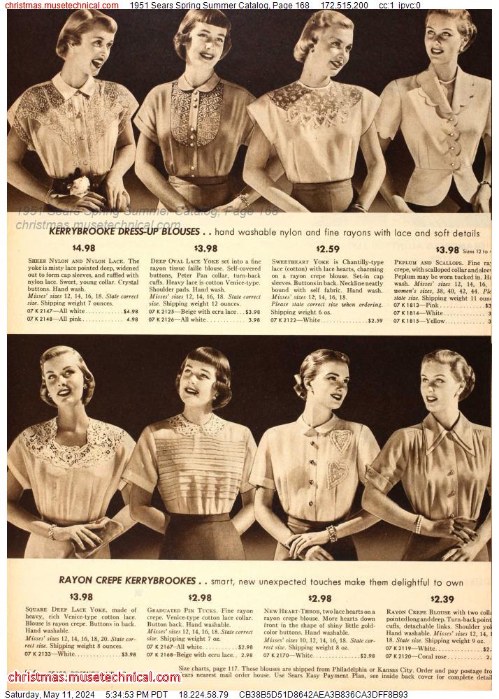 1951 Sears Spring Summer Catalog, Page 168