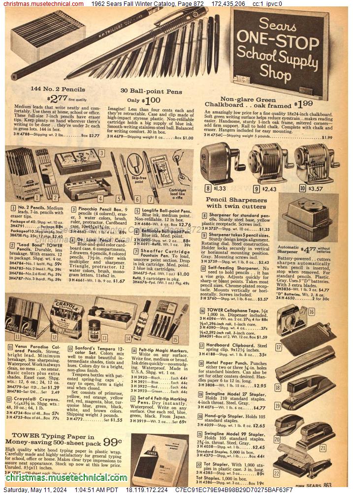 1962 Sears Fall Winter Catalog, Page 872