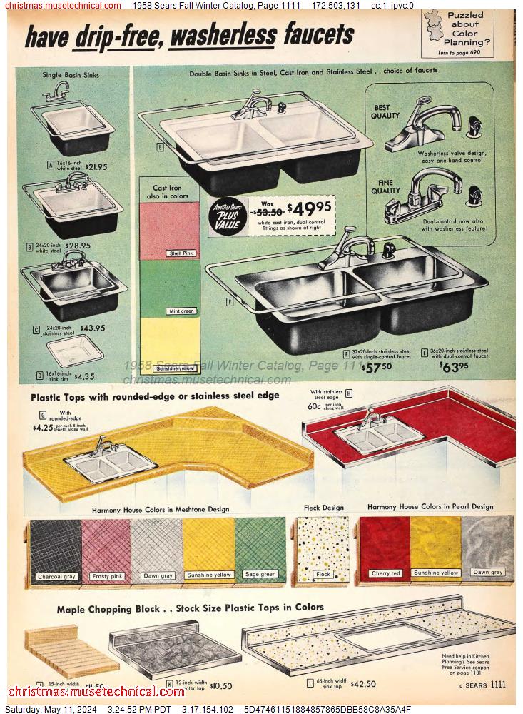 1958 Sears Fall Winter Catalog, Page 1111
