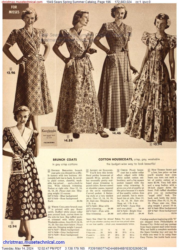 1949 Sears Spring Summer Catalog, Page 196