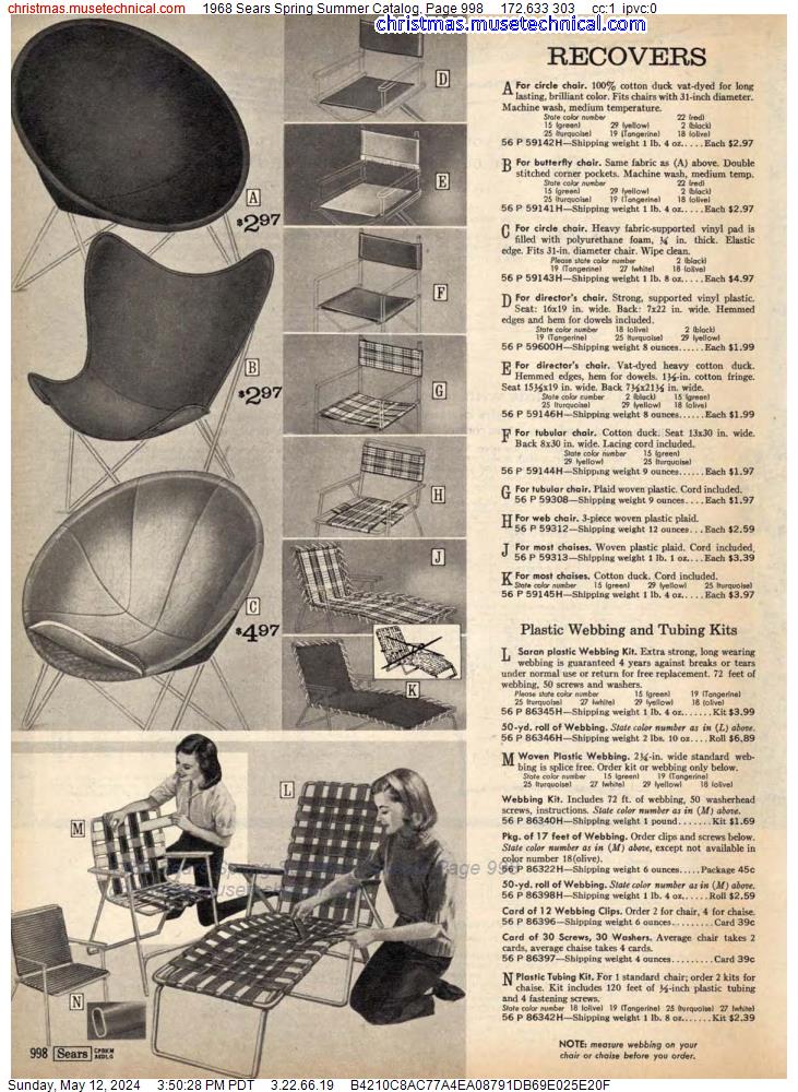 1968 Sears Spring Summer Catalog, Page 998